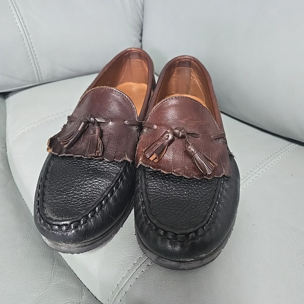 Allen Edmonds‎ Nashua Two-Tone Brown Black Tassel Loafers Shoes Men's US 11 B